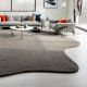 Handcrafted Solid Grey Organic Shape Modern Rug